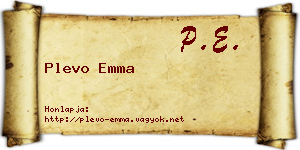 Plevo Emma névjegykártya